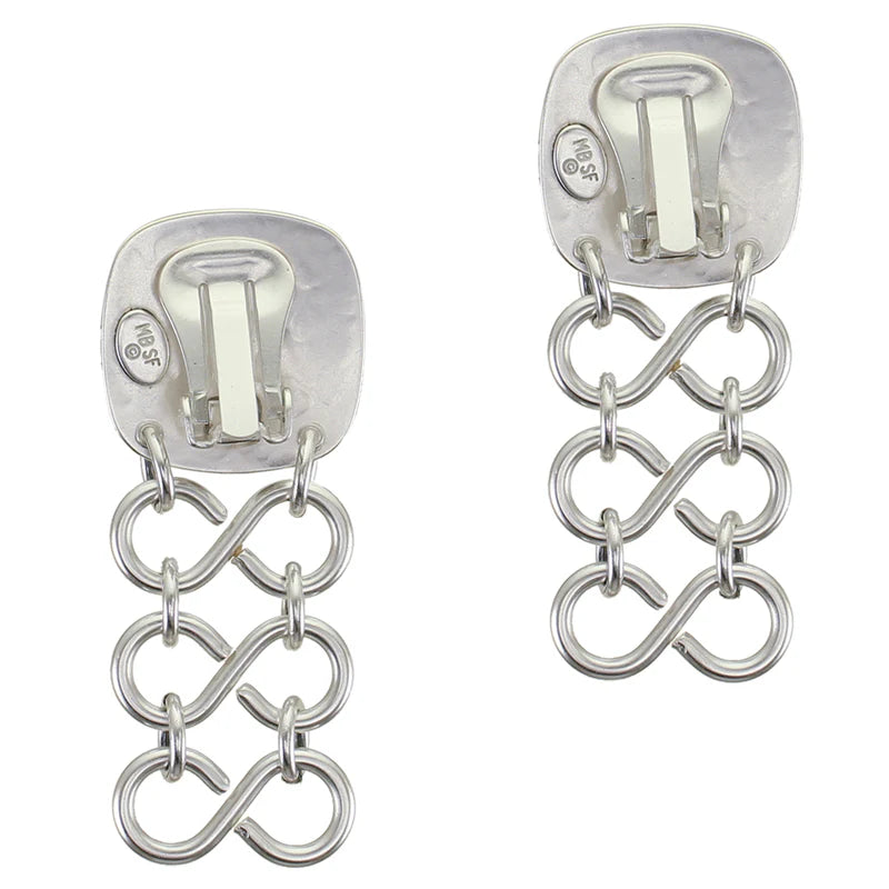 Rounded Square with Chain Mail Clip On Earrings - Marjorie Baer