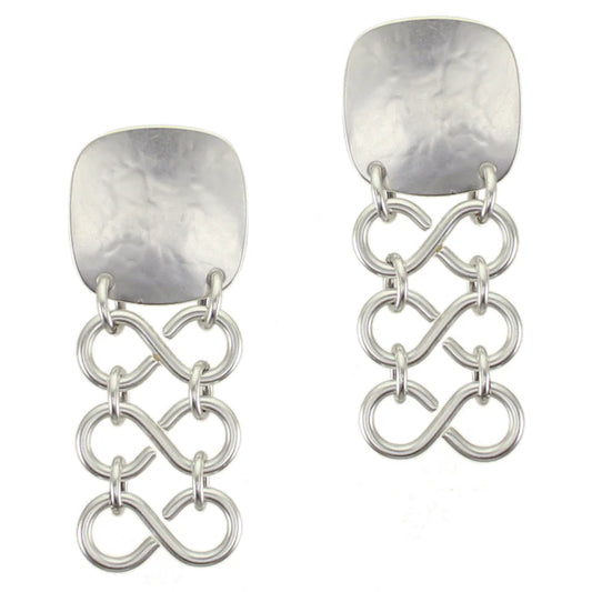 Rounded Square with Chain Mail Clip On Earrings - Marjorie Baer
