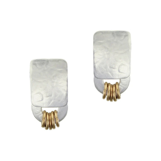Rectangle with Accent Rings Clip On Earrings - Marjorie Baer