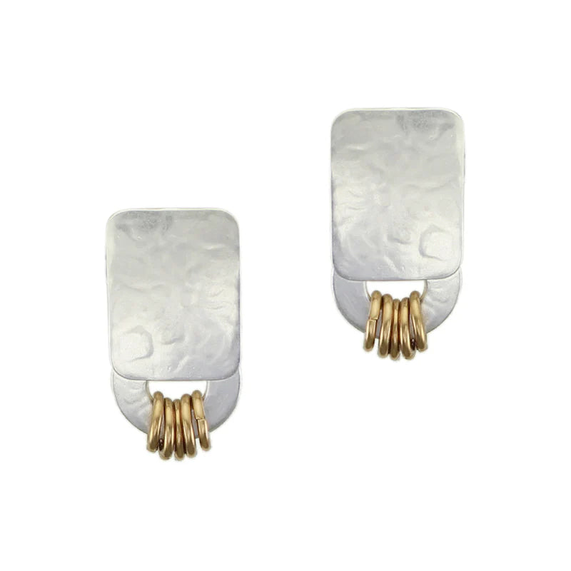 Rectangle with Accent Rings Clip On Earrings - Marjorie Baer