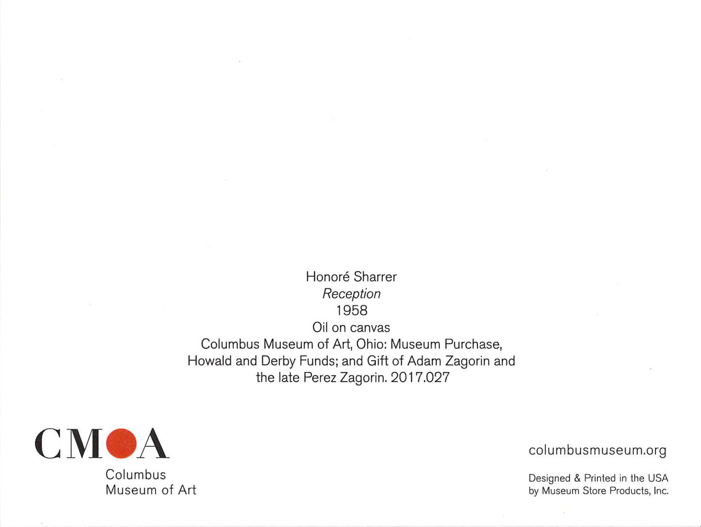 Honoré Sharrer Notecard - Reception