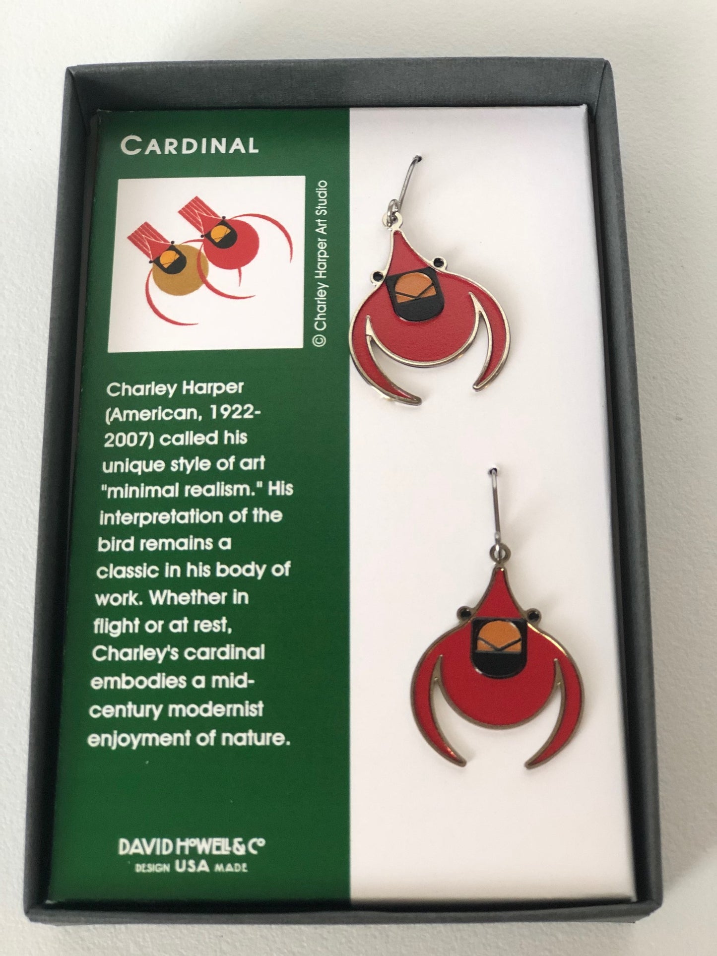 Charley Harper Cardinal Earrings