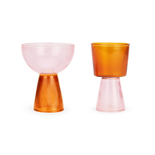 Oorun Didun Glass Cups by Yinka Ilori - Pink and Orange