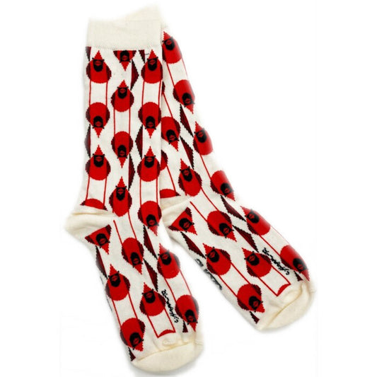 Charley Harper Cardinal Stagger Cream Socks