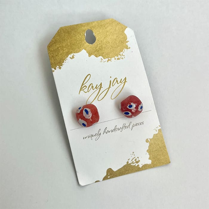 Orange Glass Stud Earrings