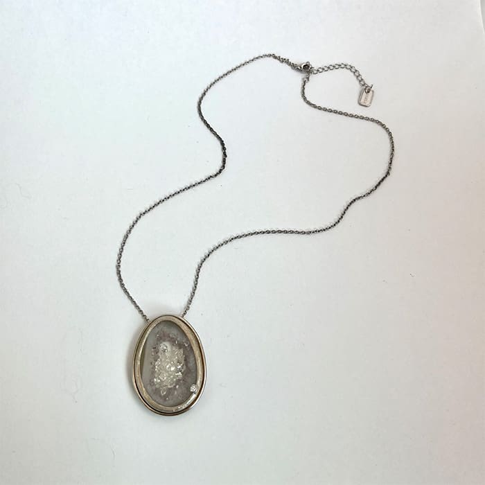 Agate Geode Necklace With Floating Herkimer Diamond - Felix Z